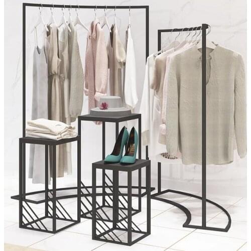 Clothing store display rack Nakajima display cabinet womens clothing store middle horizontal bar high and low window sill floor