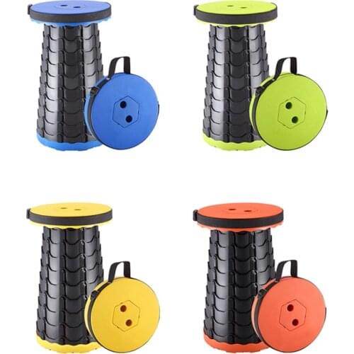 Retractable Folding Chair Camping Fishing Height Adjustable Portable Plastic Collapsible Telescoping Stool Seat For Camp Outdoor