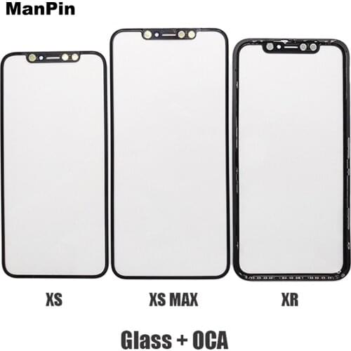 Glass with OCA for iPhone XS MAX X XR LCD Touch Screen Front Panel Bezel Frame Replace Mobile Phone Repair Parts Tools 5pcs/lot