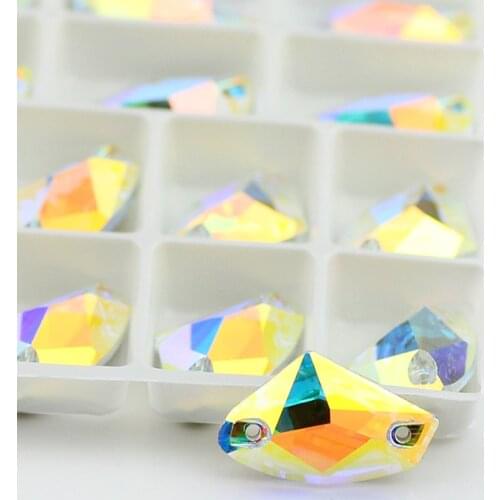 12x19mm K9 AB Crystal Sew on Rhinestones Galactic Sew-On Stones Flatback Sewing Drop Glass Crystal Rhinestone for Clothing 3255