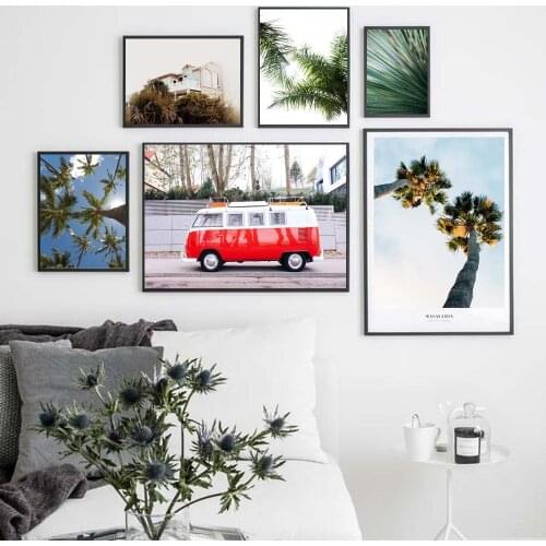 Tropical Landscape Poster Palm Tree Bus Canvas Painting Posters and Prints Nordic Wall Art Pictures for Living Room Home Decor