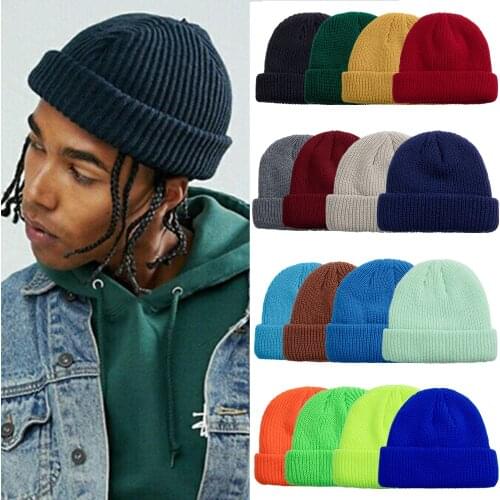 Hot Sale Daily Fisherman Beanie Hat Unisex Sailor Style Autumn Beanie Ribbed Knitted Hats For Men Women Short Melon Winter Hat