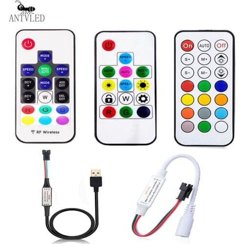 USB/DC MINI 3Keys RF 14/17/21Keys Led Tape Remote Controller forWS2811 WS2812B SK6812 Led Pixels Strip Light Controller , DC5-24