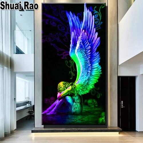 Blue Green Angel Diamond embroidery 5d diy diamond painting cross stitch full square round drill mosaic Diamond Demon Home Gift