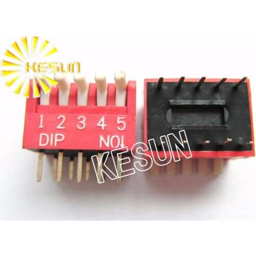 China Quality DP-05 Red 5P DIP Switch 2.54mm DIP-10 5 Position Encoder Switch x 100PCS