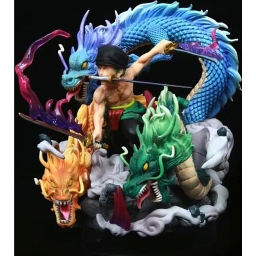 Japan Anime One Piece Sanlong Roronoa Zoro Tornado PVC Figure Figurine 18cm Toy Model Statue