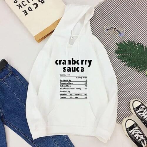 Women Thanksgiving Clothes Fall 2020 Funny Food Kawaii Clothing Thankful Hoodies Thanksgiving Food Nutrition Facts Sweatshirt