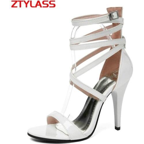 2021 Summer Open Toe Women Gladiator Sandals Fashion Buckle Cross Tied Shoes Sexy Thin High Heel Party Ladies Shoes