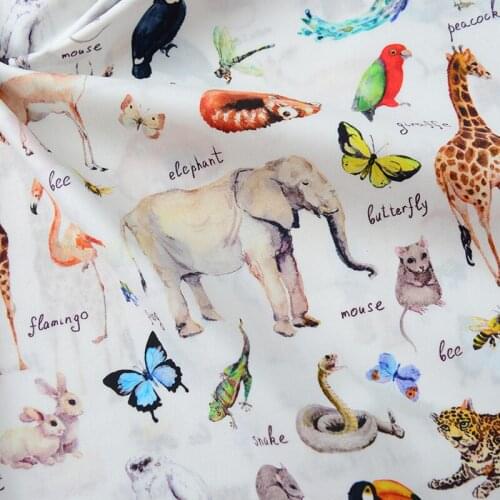 100% Cotton Fabric Cartoon Animals in Zoo Sewing Quilting Needlework DIY Material for Kids Clothes Bedding Set
