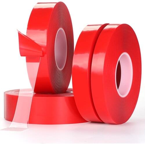50M Phone Tape Strong Adhesive PET Red Film Clear Double Side Tape Repair For Car Phone Tablet LCD Touch Screen Glass 0.2mm