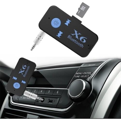 500pcs X6 4.2 EDR Bluetooth 4.2V Aux Audio Receiver Adapter 3.5mm Handsfree Car Kit TF Card Play A2DP Mp3 Music Receiver