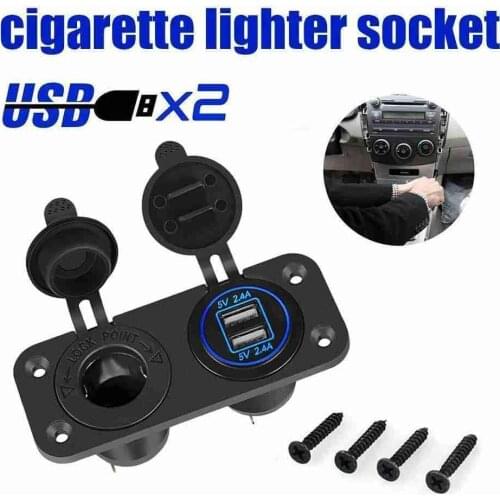 5V 4.8A Car Cigarette Lighter Socket USB Ports Charge For 12V-24V Vehicle IP66 Waterproof Boat Motorcycle Truck SUV Accessories