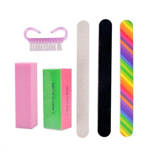 6pcs/Set Nail Files Brush Durable Buffing Grit Sand Fing Nail Art Tool Accessories Sanding File UV Gel Polish Tools