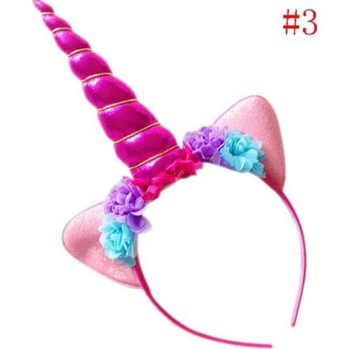 6pcs/lot Dreamy Blooming Unicorn Rainbow Pony Party Costume Headband Kids Birthday Festival Decors Take Home Hairbands Favor