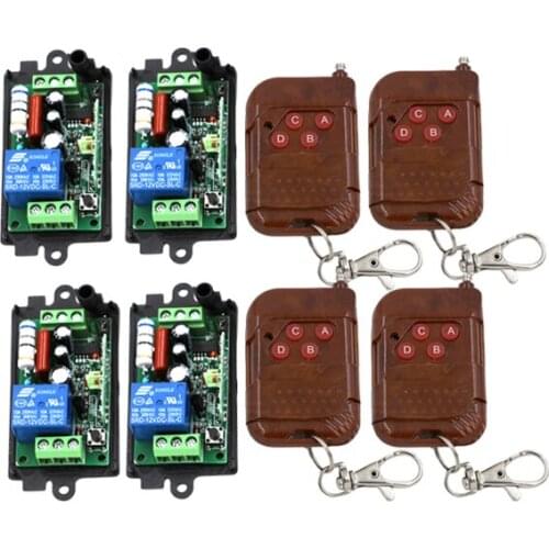 AC 110V 220V 1 Channel Intelligent RF Curtain Smart Remote Control Switch with 4-Key Peach Wooden Controller SKU: 5144