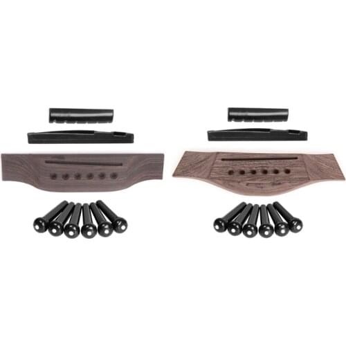 Acoustic Guitar Wooden Rosewood Bridge Pins Saddle Nut Sets DIY Accesories Guitar Replacement Parts G99D