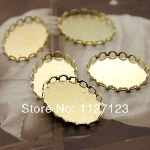 Free shipping !!50Pcs 13x18mm Round Raw Brass Lace Cabochon Base frame Base for making resin photo necklaces and pendants
