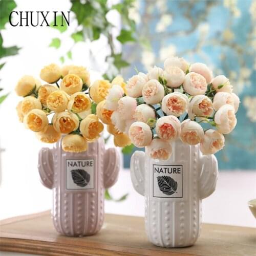 21 Heads Rose bouquets Home Decor Hotel Table Decoration Fake Flowers Wedding Bride Holding Bouquets Christmas