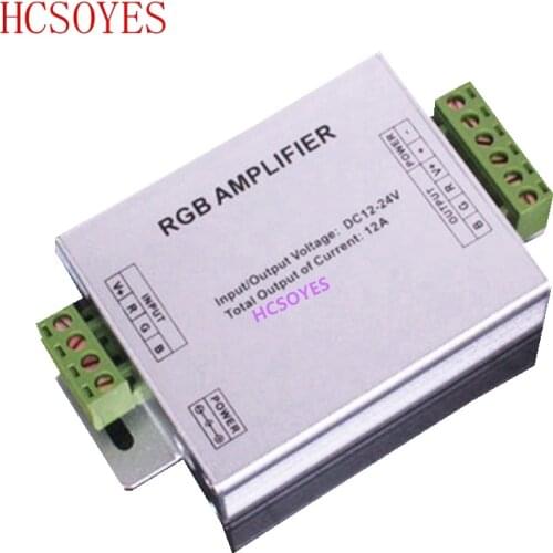 DC12-24V 12A RGB Amplifier Repeater Aluminum Case Controller for SMD 3528 5050 LED Strip Light Console Controller