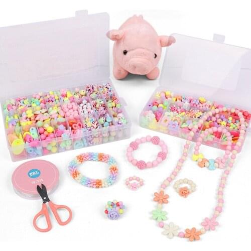 Children creative DIY beads toy with whole accessory set/ Kids girls handmade art craft educational toys for gifts and presents