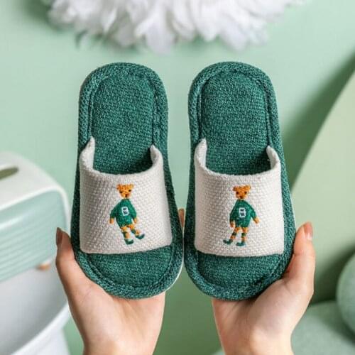 Childrens Cotton Slippers Autumn And Winter Boys' And Girls' Home Slippers Linen Cartoon Baby Indoor Cotton Slippers Antiskid
