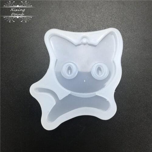 Cartoon cat shape crystal pendant resin mold DIY sugar craft cake decoration tool hand craft epoxy resin jewelry silicone mold