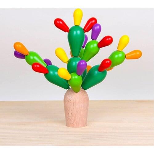 Toys for Early Education Wooden Balancing Cactus Toy Removable Building Blocks for Baby Kids Developmental Intelligence Toy