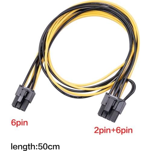 Power Cable Cards Mining Server Board 6 Pin to 8 (6+2) Pin PCIE Adapter for Video Card GPU Splitter Hub Power Cable