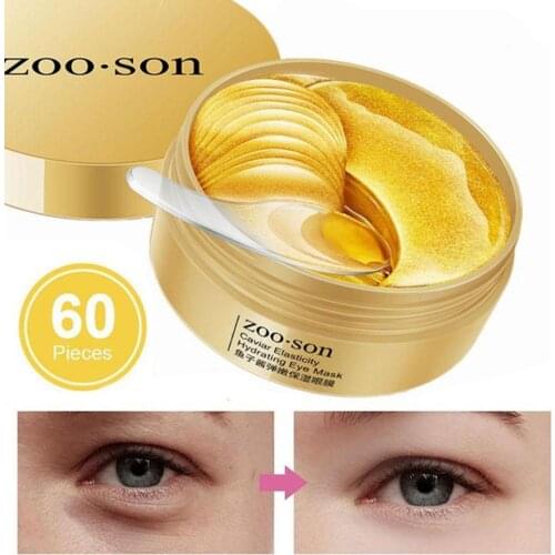 Collagen Eye Mask 24K Gold Eye Patch Seaweed Eye Gel Moisturizing Remove Dark Circles Acne Beauty Patches Eyes Care-60pcs