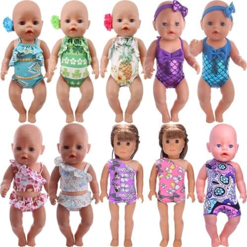 Doll Single&Double Shoulder Jumpsuit For 18 Inch American & 43Cm Baby New Born Doll Cute Cartoon Printing For Our Generation