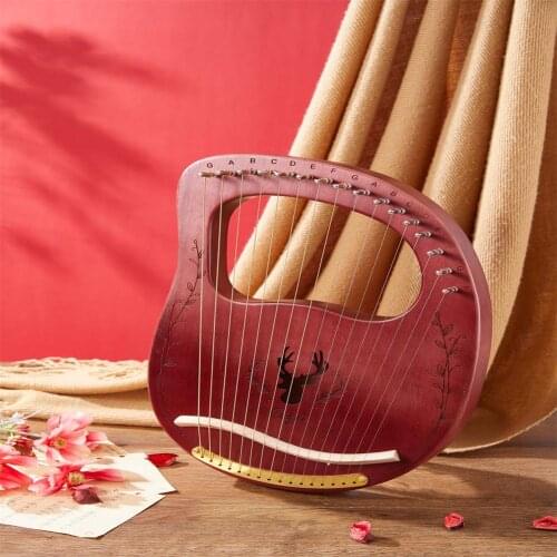Mahogany 16-tone Portable Lyre Harp Musical Instruments Accessories Kit