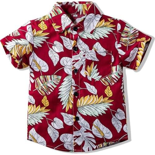 Summer Kids Shirts Boys High Quality Shirts Baby Clothing Boys Cotton Cartoon Print Short Sleeve Shirts Childrens Clothing