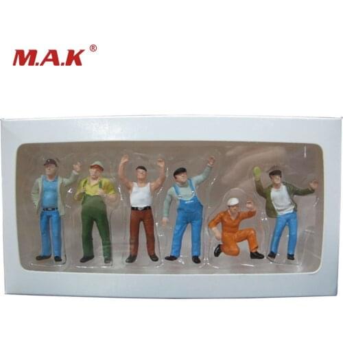 1/50 Scale 6 Pieces Colorful Male Construction Figures for Engineering Vehicles Scene Accessories
