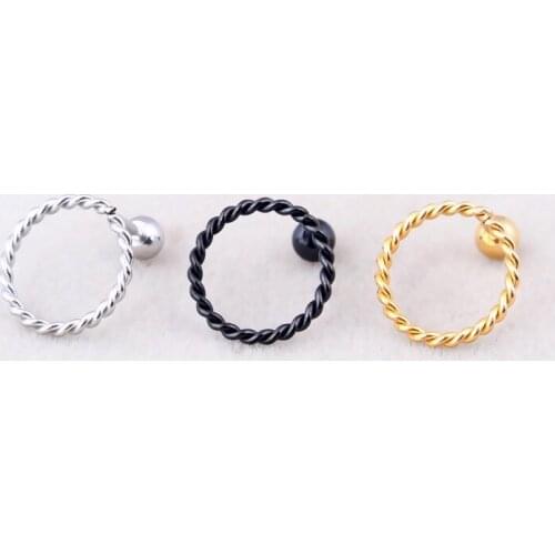 Fashion Punk Round Ear Studs Color Gold Black Women Men Titanium Steel Twisted Geometric Circle Stud Earrings Jewelry