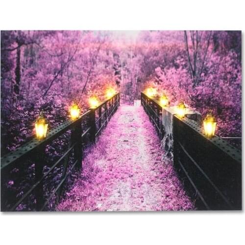 JMINE Div 5D lantern Bridge tree light Full Diamond Painting cross stitch kits art High Quality Scenic 3D paint by diamonds