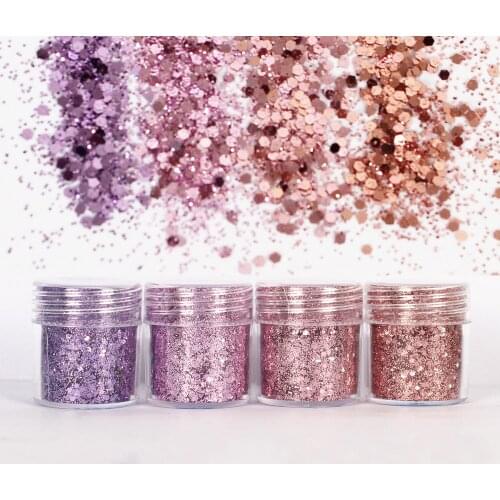 4pots Purple Pink Set UV Resin Jewelry Fillings Hexagon Glitters Bling Loose Sequins For Diy Resin Crafts Jewelry Tool Pigment