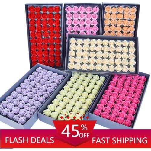 50pcs Mini Three-layer Cheap Soap Rose Head Beauty Wedding Valentines Day Gift Wedding Bouquet Home Decoration Hand Flower Art