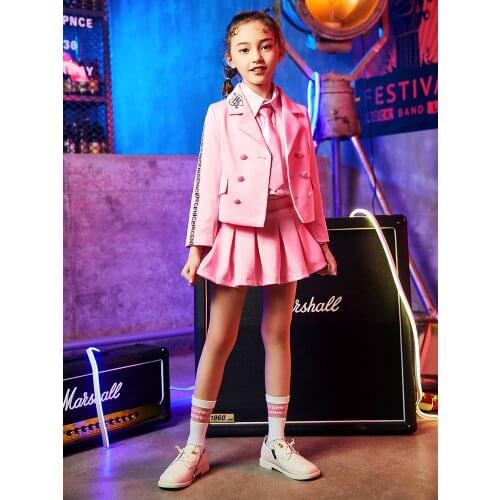 New Hip Hop Clothes Kids Dance Costumes Girl Suit Long Sleeve Suit Jazz Street Wear Childrens Day Hip Hop Cheerleading Costume
