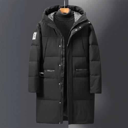 2021 New Winter Mens Down Jacket Hooded Thick Warm White Duck Down Winter Coats Men Long Parkas Brand Mens Snow Outerwear