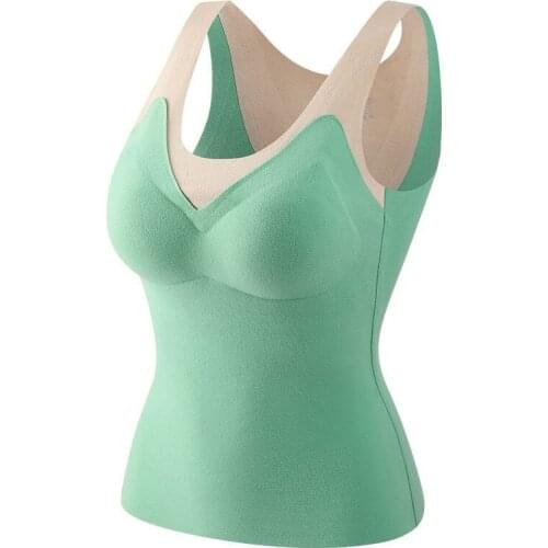 Women 2021 Autumn Winter New Thermal Underwear Vest Tops Female Slim Fit Plus Velvet Vest Ladies Warm Bottoming Tanks Tops E298