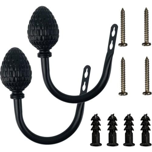 A Pair of Metal Curtain Hooks - Retro Pine Cones Wall Mounted Curtain Hold Back Tiebacks Wall Hook Tassel Drapery Holder