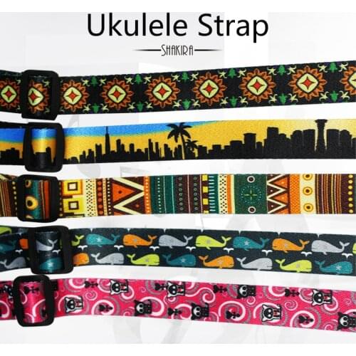 Ukulele Strap button adjustable hook shoulder Durable Printed Ribbon Clip-on Guitar Belt Musical Instrument Guitar Accessories