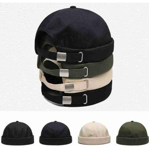 Men Women Retro Dome Melon Brimless Beanie Cap Color Trendy 6 Panels Casual Cotton Docker Sailor Mechanic Hat Skullcap