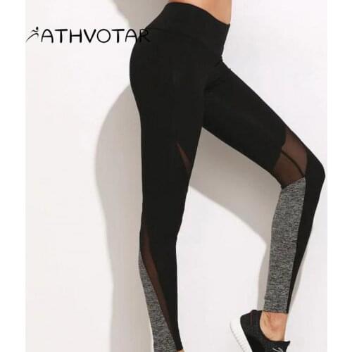ATHVOTAR Sport Yoga Pants High Waist Hip Lift Running Fitness Leggings Elasticity Sexy Mesh Quick Dry Gym Clothing Tights