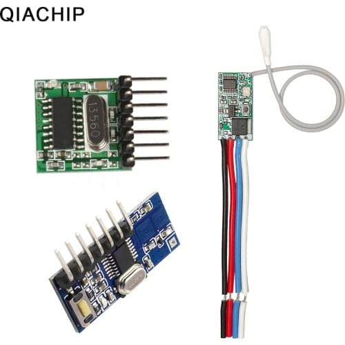 QIACHIP 433Mhz Superheterodyne RF Transmitter and Receiver Module Remote controls switch For Arduino Wireless module Diy Kits