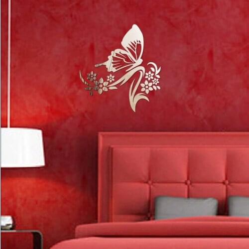 JM181 three-dimensional crystal decoration stickers removable wall stickers butterfly flower mirror wall stickers material can b