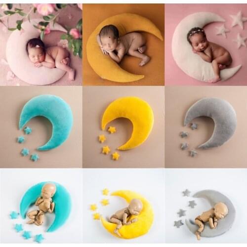 Creative Newborn Growth Birthday Milestone Photography Props Moon Star Pillow 0-3Month Baby Photo Shoot Studio Accessories Gifts