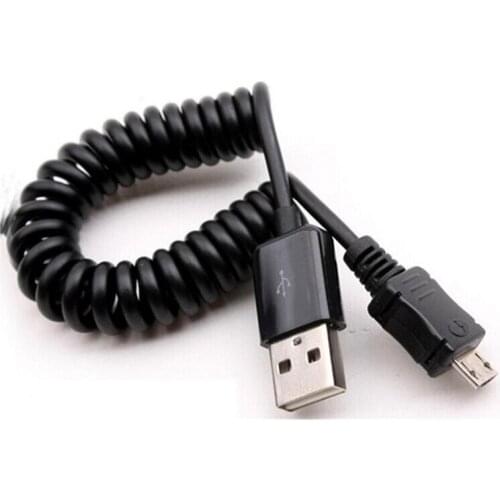 USB 2.0 to Micro USB Spring Data Cable Spiral Coiled 5 Pin Adaptor Digital USB Data Charging Cables Connector USB Charger Cable