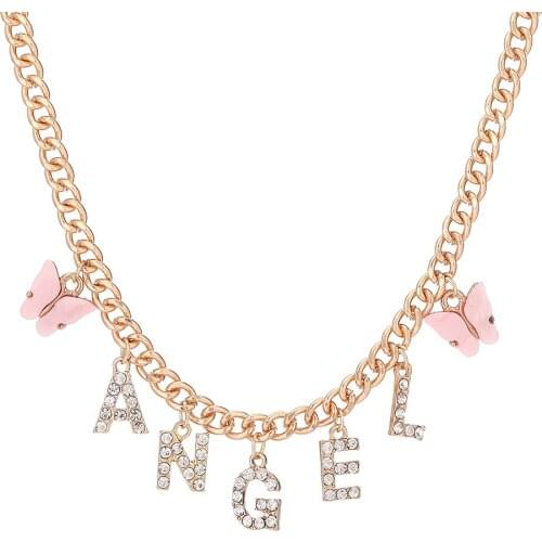 VG 6YM The New English Alphabet And Butterfly Ladies Necklace Good-Looking Girl Birthday Present Jewelry Dropshipping Gifts