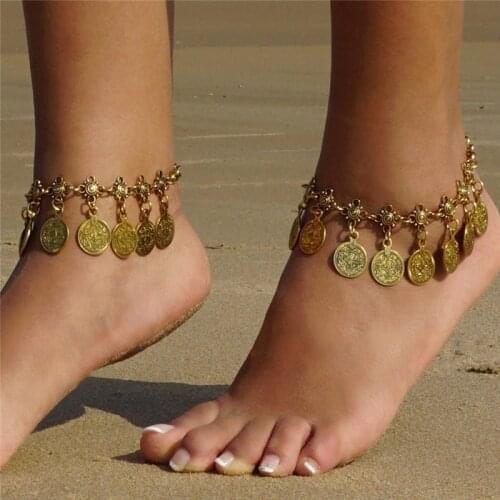 Vintage Bohemian Gypsy Coin Tassel Beach Anklet Chain Tribal Ethnic Retro Coin Bracelet for Women